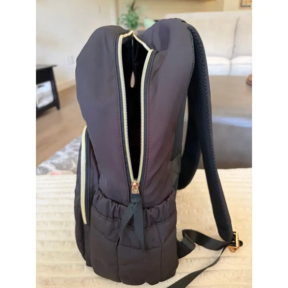 NWT Hobby Lobby The Spring Shop Black Quilted Backpack Gold Hardware Puffer Bag
